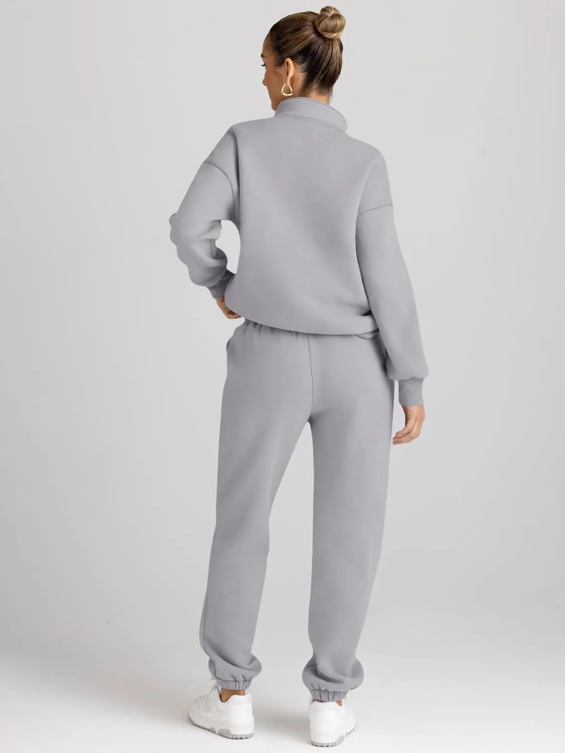 AUTOMET Women's Sweatsuits 2 Piece Outfits Long Sleeve Half Zip Pullover and Baggy Sweatpants with Pockets