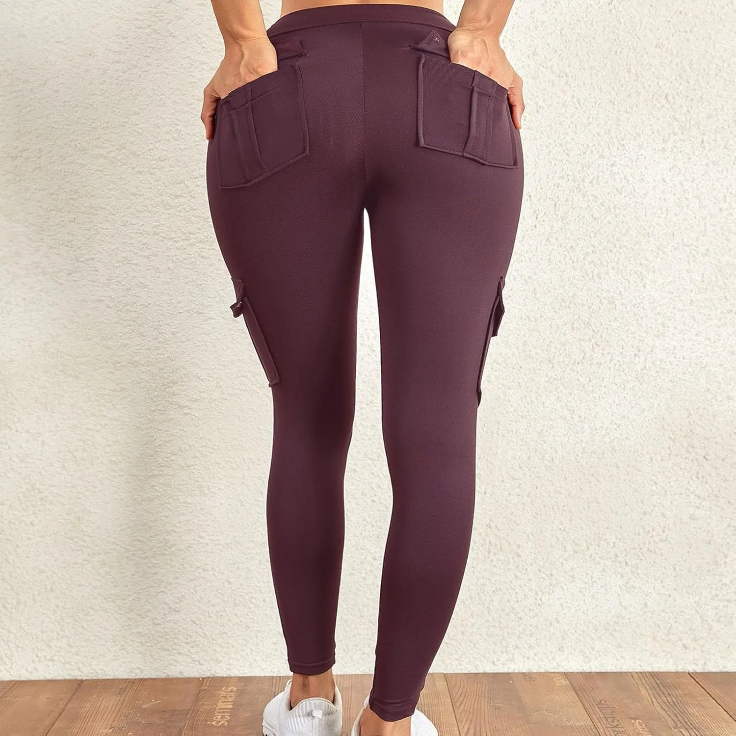 Cargo Leggings with Pockets for Women Plus Size High Waisted Tummy Control Leggings Scrunch Butt Lifting Yoga Pants