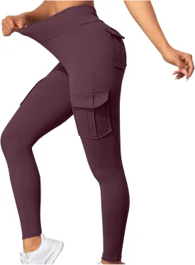 Cargo Leggings with Pockets for Women Plus Size High Waisted Tummy Control Leggings Scrunch Butt Lifting Yoga Pants