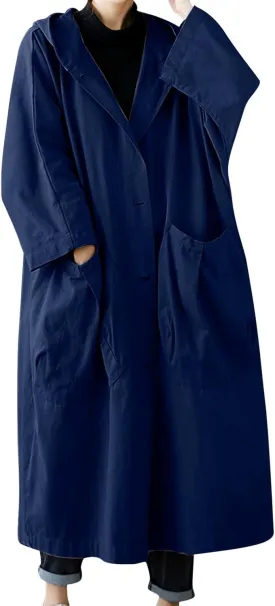 Double-Breasted Hooded Coat Outwear Womens Elegant Windbreaker Wild Winter Women'S Coat Womens Trench Coat 2024