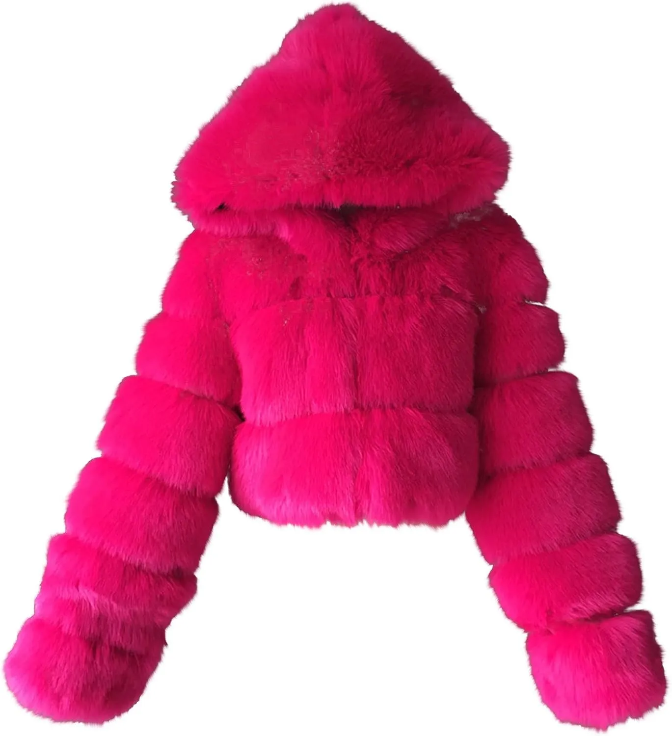 Faux Fur Coat Women with Hood Cropped Bubble Coats Fleece Fuzzy Sherpa Jackets Warm Fluffy Winter Coats Teddy Jackets