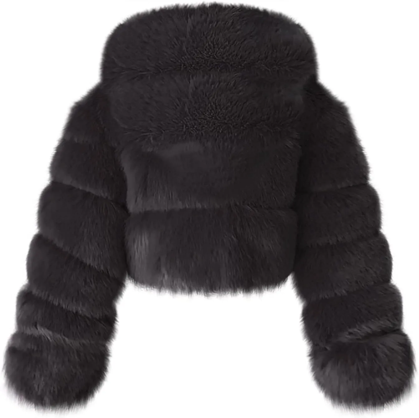 Faux Fur Coat Women with Hood Cropped Bubble Coats Fleece Fuzzy Sherpa Jackets Warm Fluffy Winter Coats Teddy Jackets