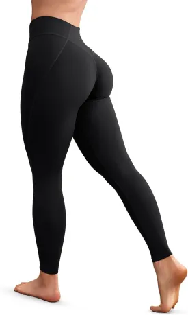 GYM RAINBOW Womens V-Shaped Workout Leggings No Front Seam Butt Lifting Gym Leggings High Waisted Yoga Pants Tummy Control
