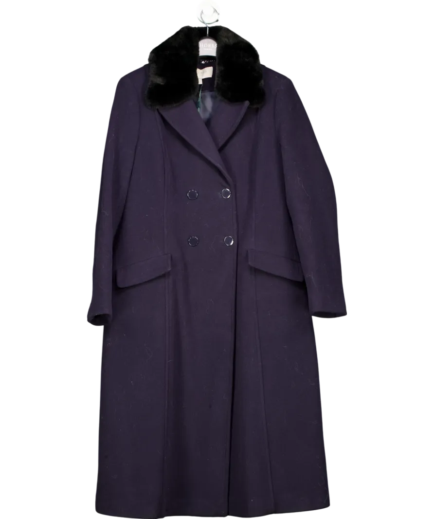 Hobbs Navy Blue Marlene Wool Blend Coat UK 16