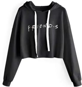 Idepet Women's Casual Letters Print Crop Top Loose Pullover Friends Shirt Teen Girl TV Show Hoodie Sweatshirt