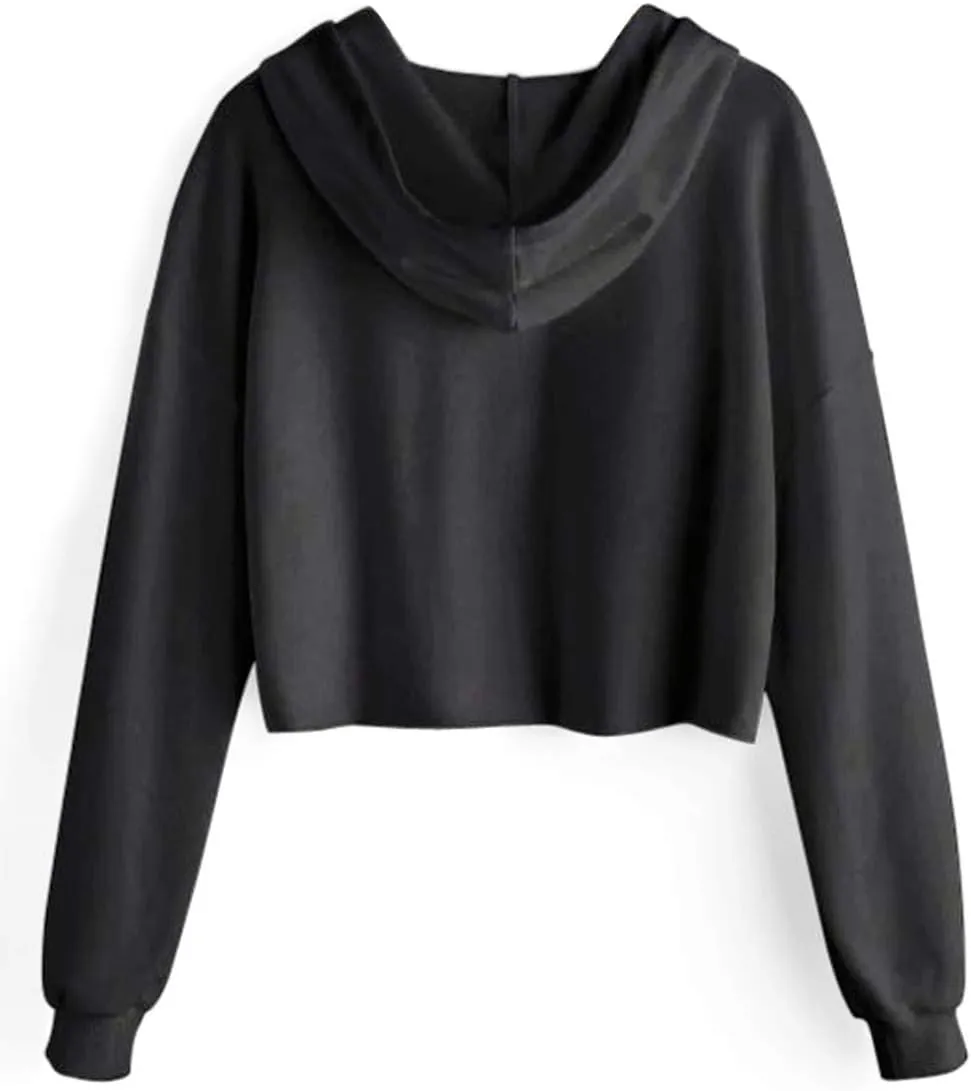 Idepet Women's Casual Letters Print Crop Top Loose Pullover Friends Shirt Teen Girl TV Show Hoodie Sweatshirt