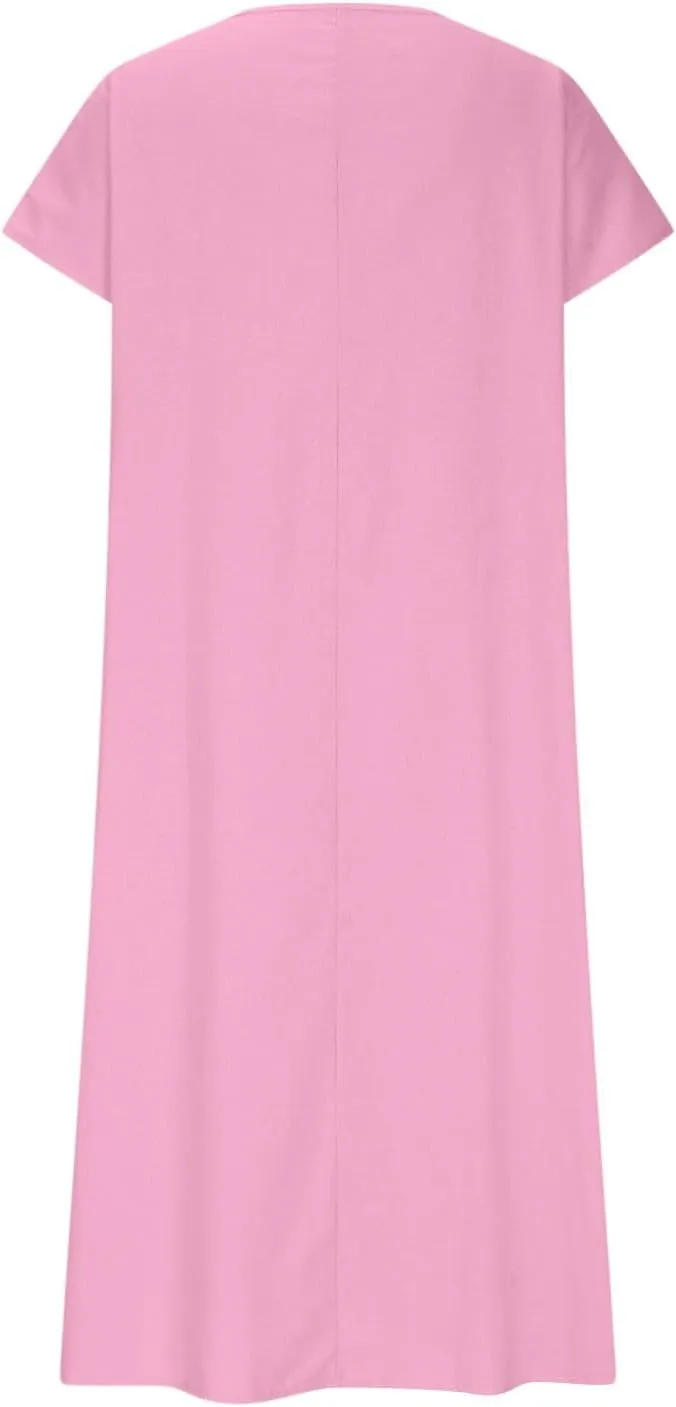 Linen Dresses for Women Trendy Vneck Long Maxi Dress Flowy Summer Sundresses Boho Beach Wear