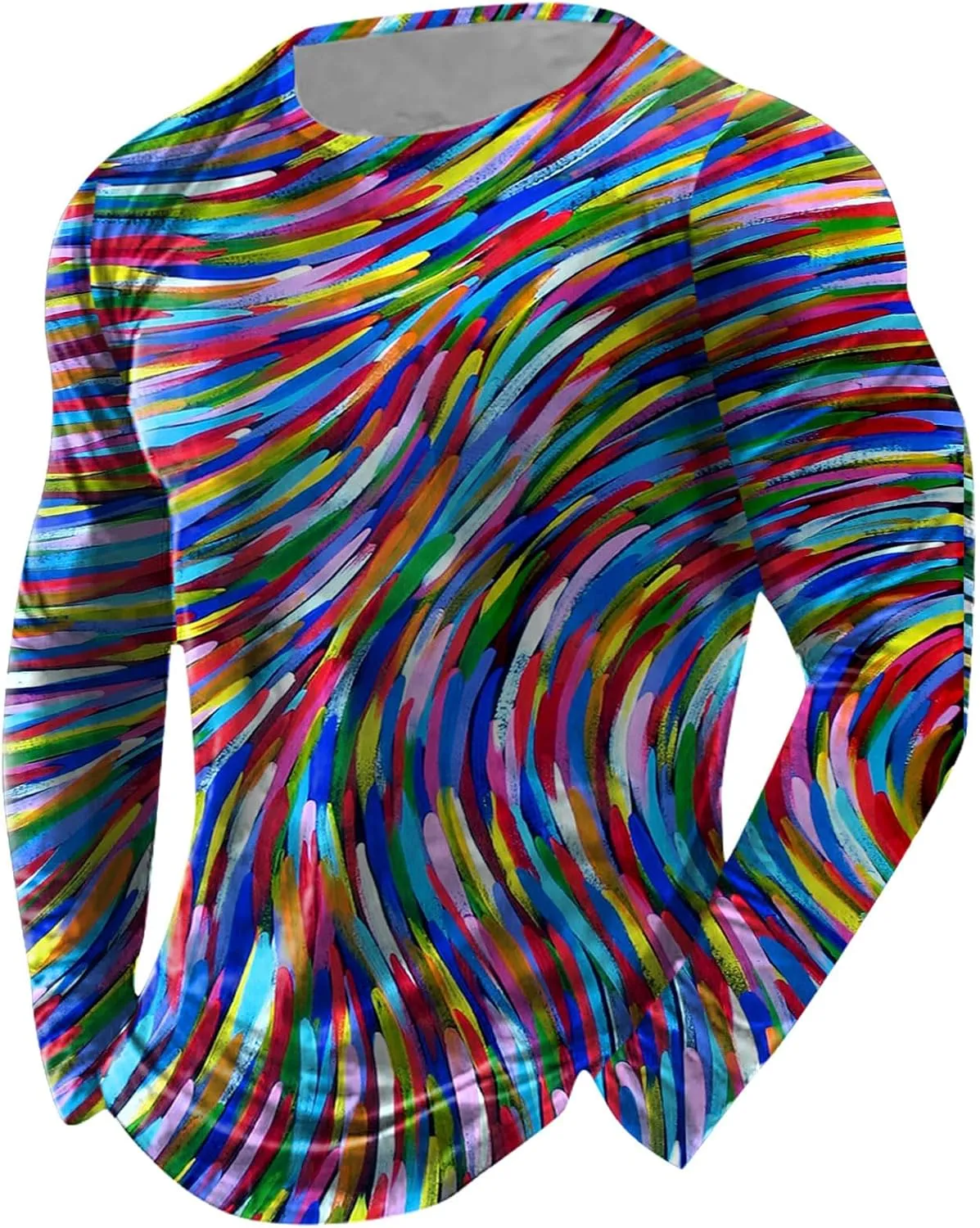 Men's Casual Loose Fit T-Shirt Graphic Abstract Long Sleeve Blouse 3D Print Tops Fashion Designer Vintage Shirts