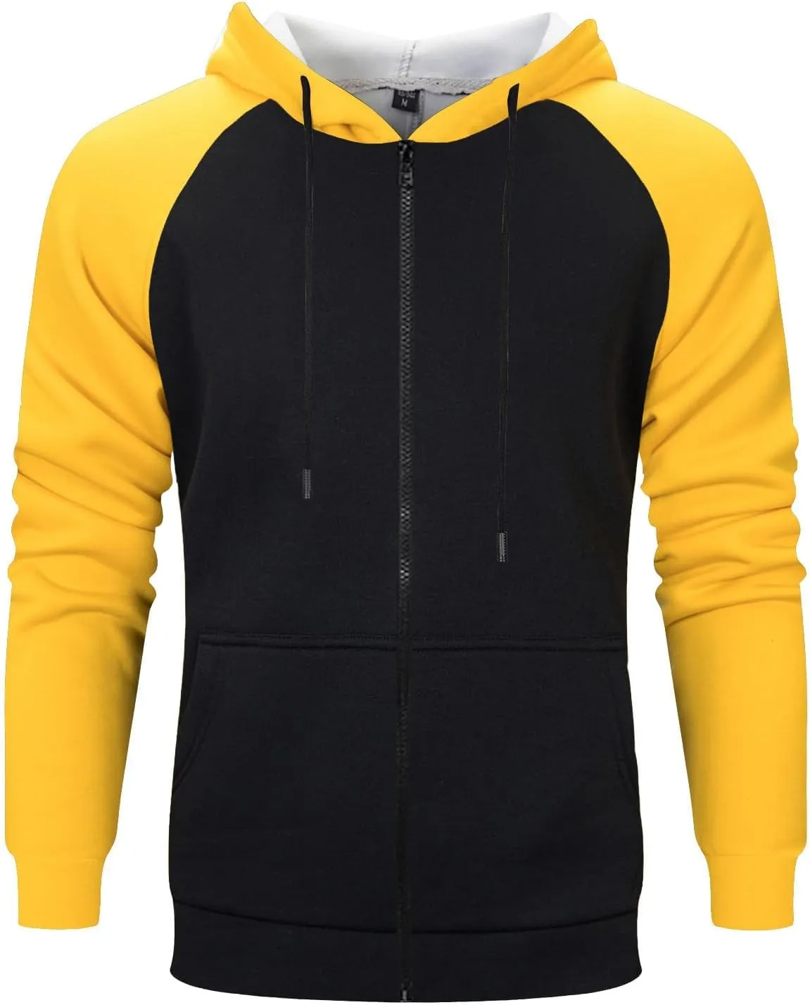 Mens Zipper Hoodies Casual Long Sleeve Sweatshirts Color Block Drawstring Fashion Oversized Cardigan with Pockets