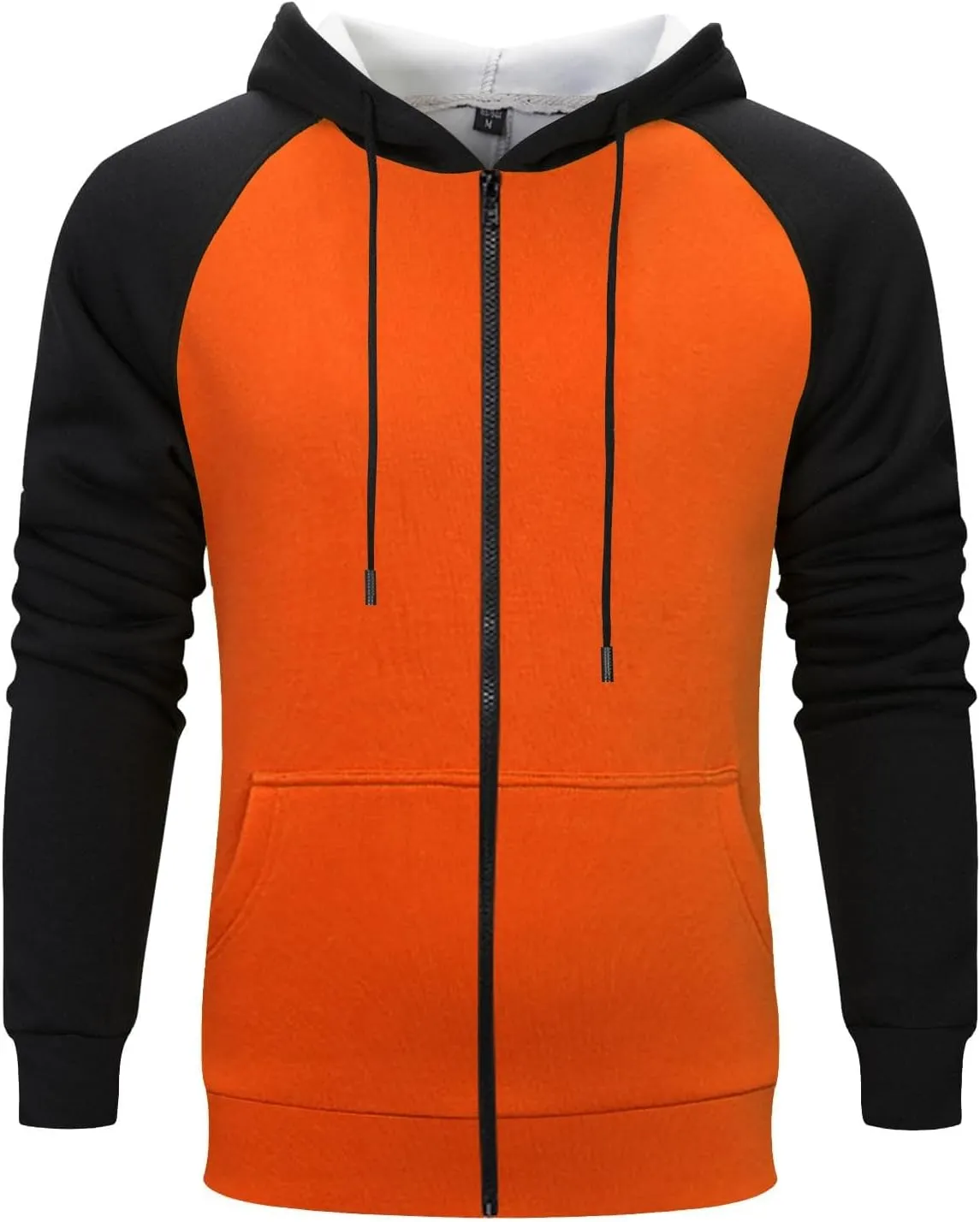Mens Zipper Hoodies Casual Long Sleeve Sweatshirts Color Block Drawstring Fashion Oversized Cardigan with Pockets