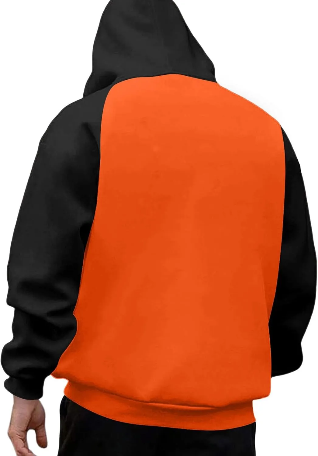 Mens Zipper Hoodies Casual Long Sleeve Sweatshirts Color Block Drawstring Fashion Oversized Cardigan with Pockets