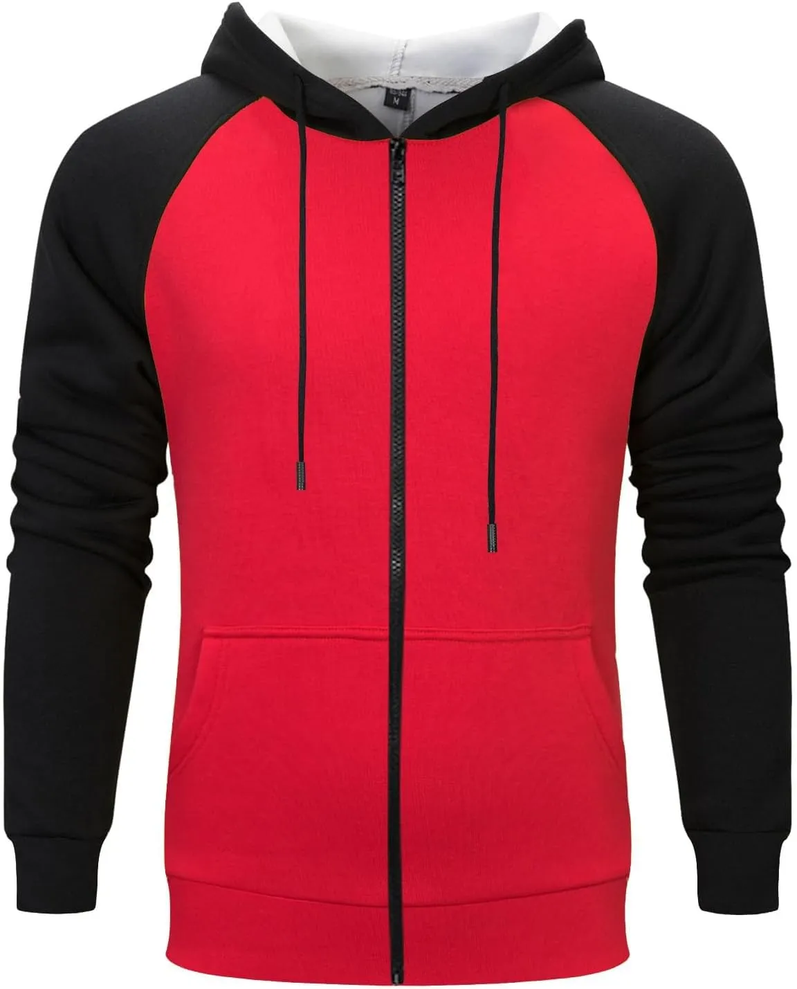 Mens Zipper Hoodies Casual Long Sleeve Sweatshirts Color Block Drawstring Fashion Oversized Cardigan with Pockets