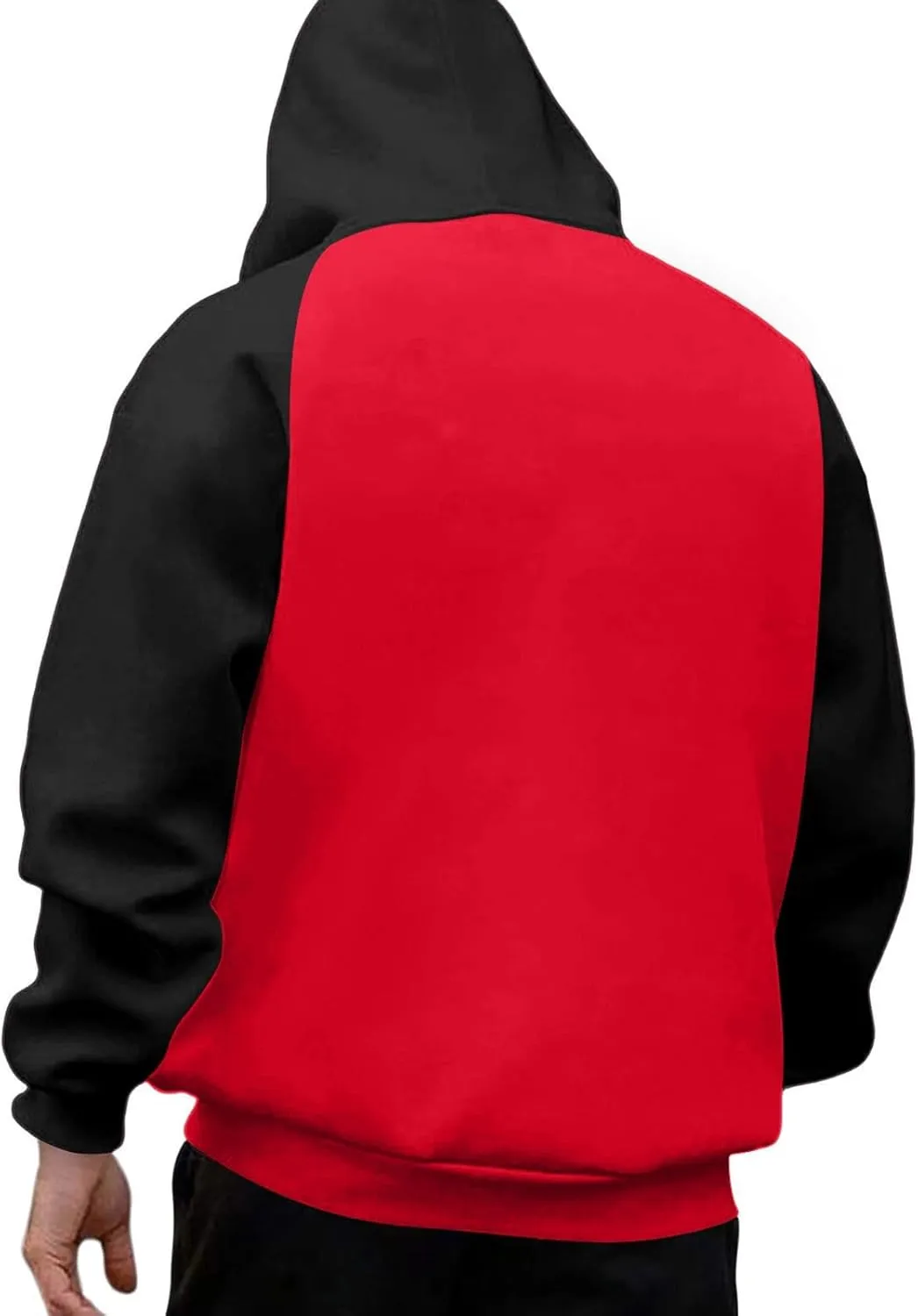 Mens Zipper Hoodies Casual Long Sleeve Sweatshirts Color Block Drawstring Fashion Oversized Cardigan with Pockets