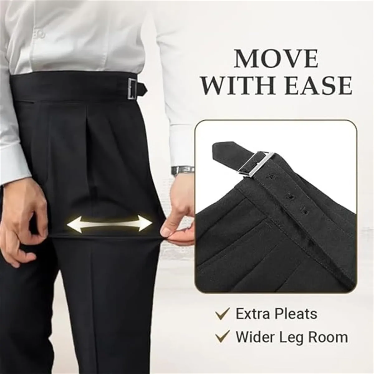 Mixgent Pants for Men, TimelessForm - Men's High Waisted Pleated Pants, Quick Dry Dress Pants Classic Fit