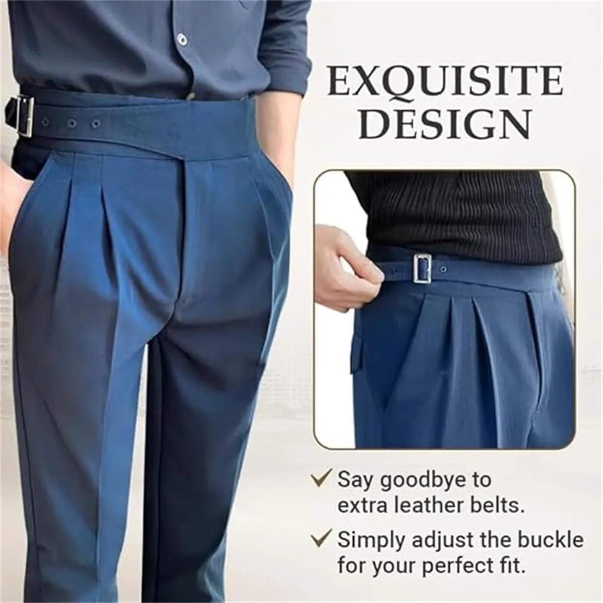 Mixgent Pants for Men, TimelessForm - Men's High Waisted Pleated Pants, Quick Dry Dress Pants Classic Fit