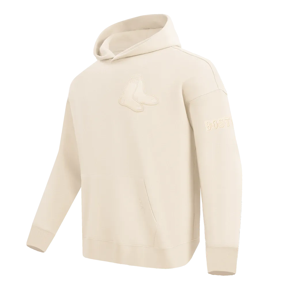 MLB BOSTON RED SOX NEUTRAL MEN'S DROP SHOULDER PO HOODIE (EGGSHELL)