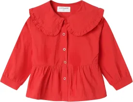 Mud Kingdom Girls Blouse Shirts Spring Fall Long Sleeve Button-Down Top Ruffle Collar