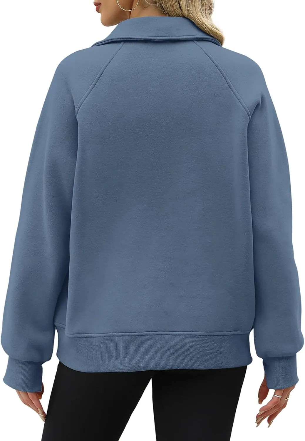 OFEEFAN Quarter Zip Sweatshirts For Women Pullover Oversized Hoodies Sweaters Fall Outfits Winter Clothes Thumb Hole 2024