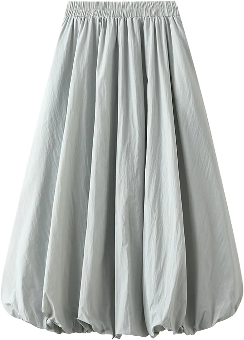Oplxuo Women Y2K Bubble Maxi Skirt Elastic High Waisted Pleated Flowy A Line Long Puff Skirts Ruffle Hem Balloon Skirts