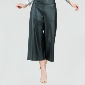PREORDER-Liquid Leather Front Pocket Gaucho Pant-Black