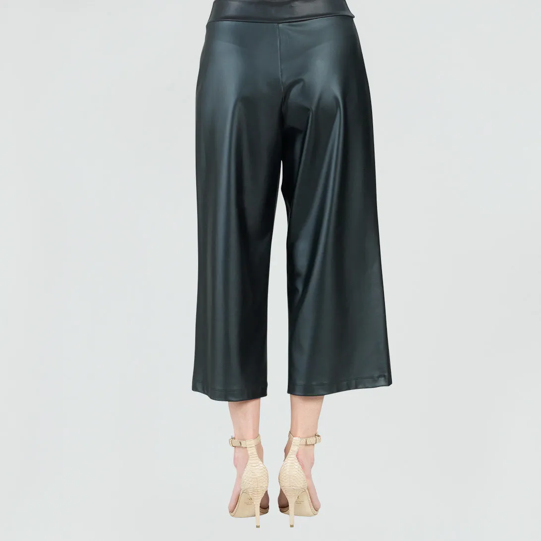 PREORDER-Liquid Leather Front Pocket Gaucho Pant-Black