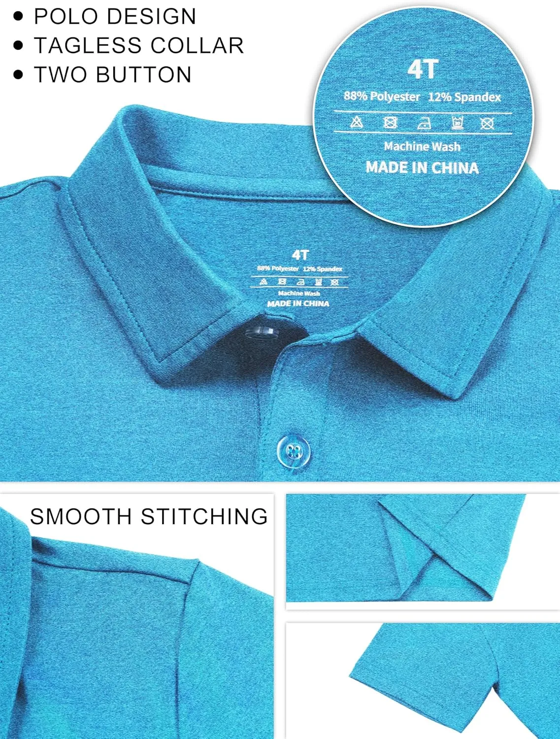 QBK Boys' Active Performance Golf Polo Shirts Kids Dry Fit School Uniform for Toddler to Youth
