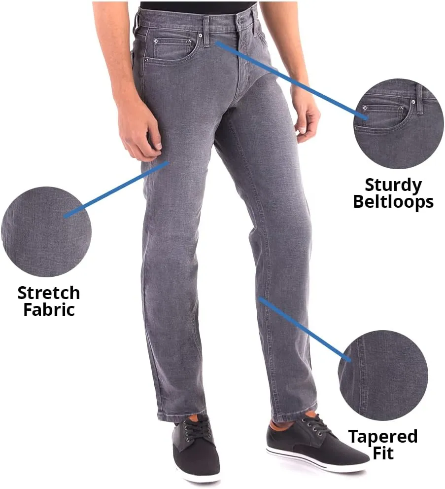 Slim Fit Mens Jeans  Stretch Fabric Tapered Pants for Men  Premium Comfort Casual Wear and Work Attire