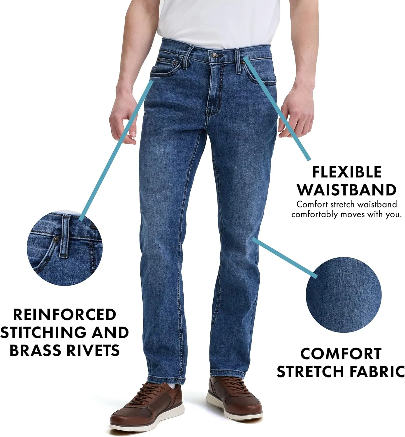 Slim Fit Mens Jeans  Stretch Fabric Tapered Pants for Men  Premium Comfort Casual Wear and Work Attire