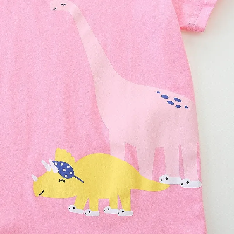Toddler/Kid Girl's Short Sleeve Dino and Rhino Tee with Shorts Set