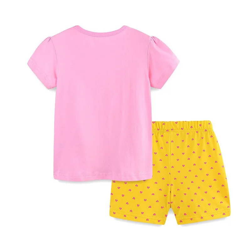 Toddler/Kid Girl's Short Sleeve Dino and Rhino Tee with Shorts Set
