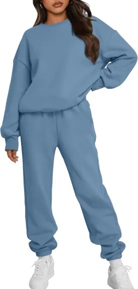Trendy Queen Sweatsuits Women 2 Piece Outfits Two Piece Crewneck Sweatshirts Sets Lounge Fall Sweatpants 2025 Tracksuits