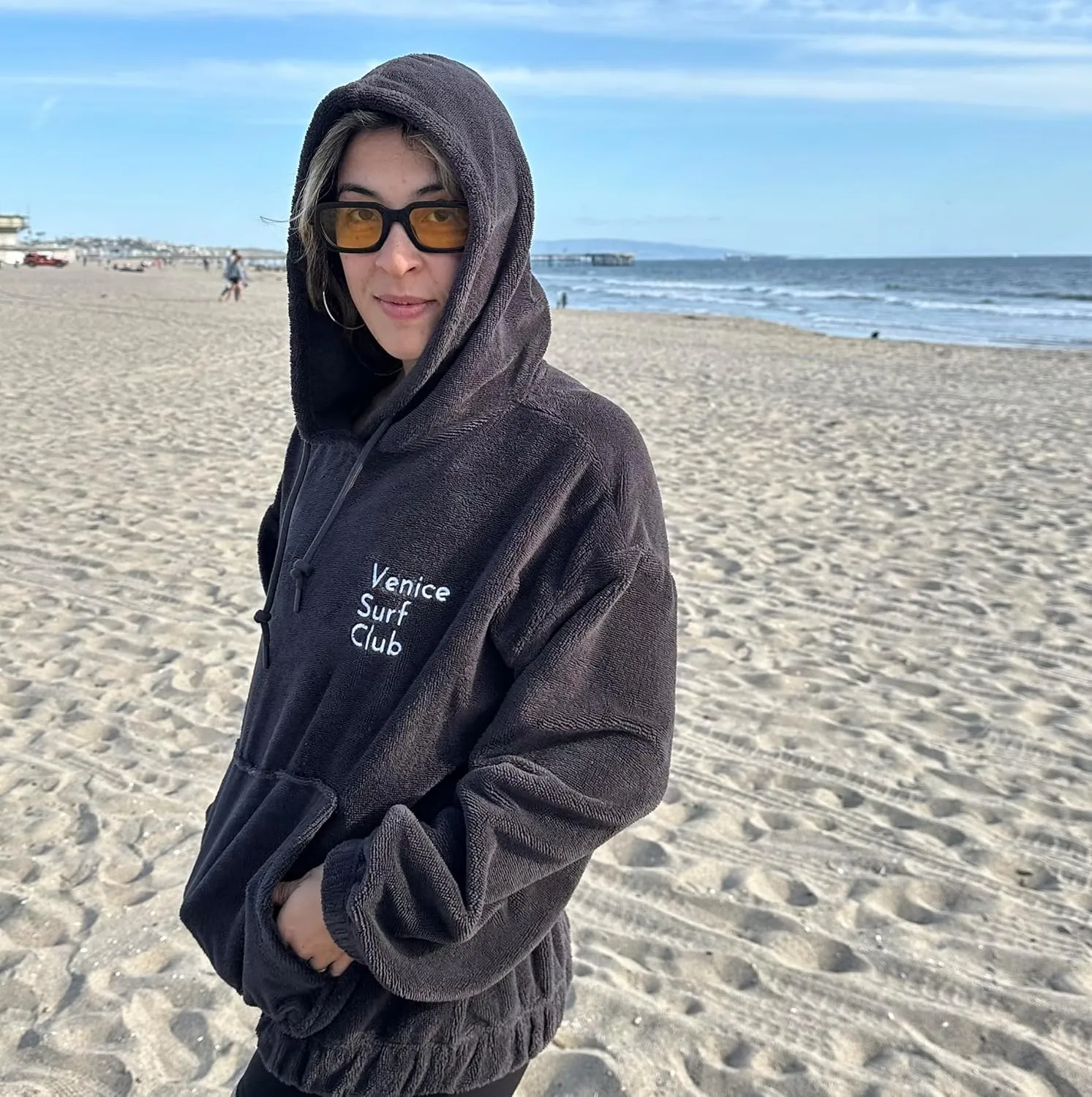Venice Surf Club Cotton/Microfiber Fuzzy Sherpa Pullover Sweatshirt Unisex Post-Surf Lounge Hoodie