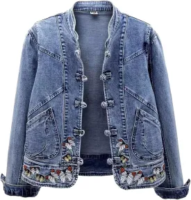 Womens Fashion Women Jeans Jacket Spring Autumn Embroidered Short Denim Jackets Basic Coat Ladies Jackets