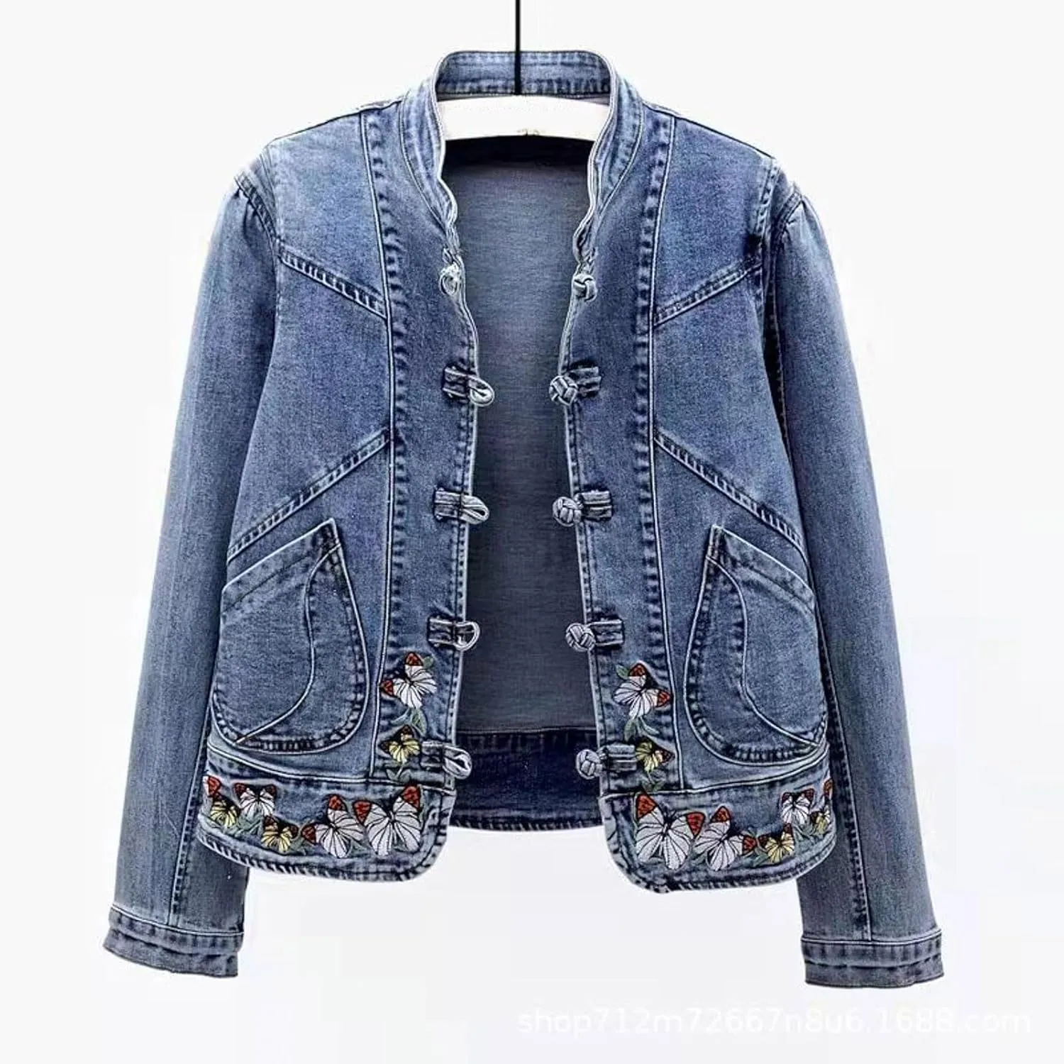 Womens Fashion Women Jeans Jacket Spring Autumn Embroidered Short Denim Jackets Basic Coat Ladies Jackets