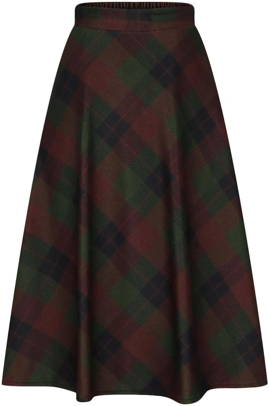 Women's Retro Woolen Plaid Skirt Winter Fall Warm High Waisted Maxi Skirt A line Flared Pleated Tartan Skirts