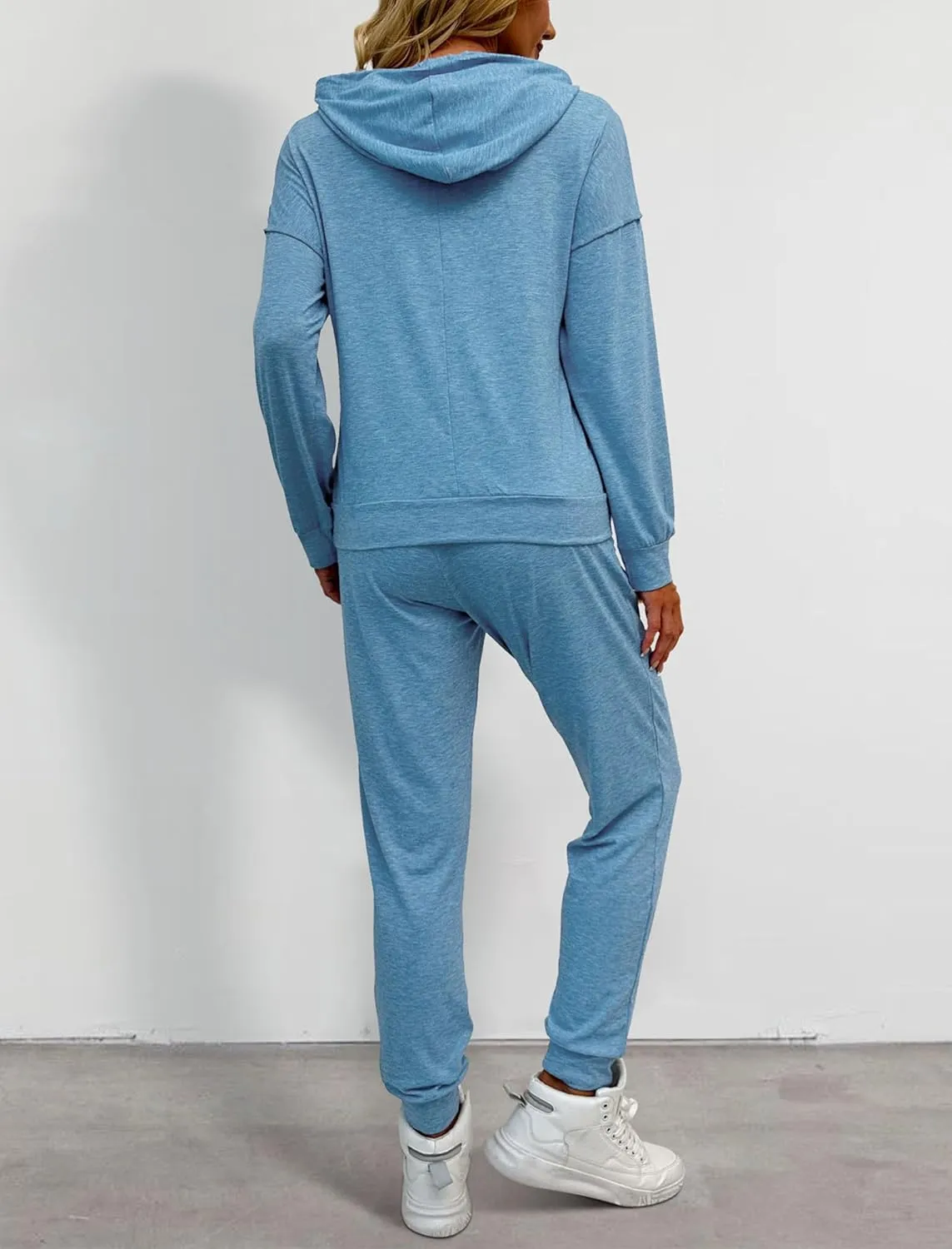 Womens Two Piece Tracksuit Outfits Hoodies Jogger Sweatsuit Lounge Sets with Pockets